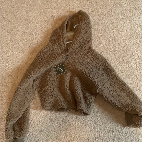 brown teddy hoodie